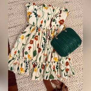 AguabyAguaBendita Floral Print Strapless Dress BNWT